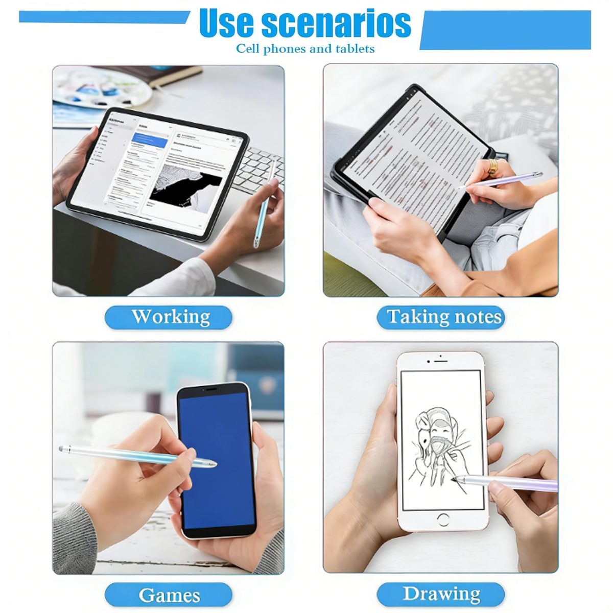 Graduated Color Silver Fiber T - Tablet Pencil Accessories ulasan dan harga